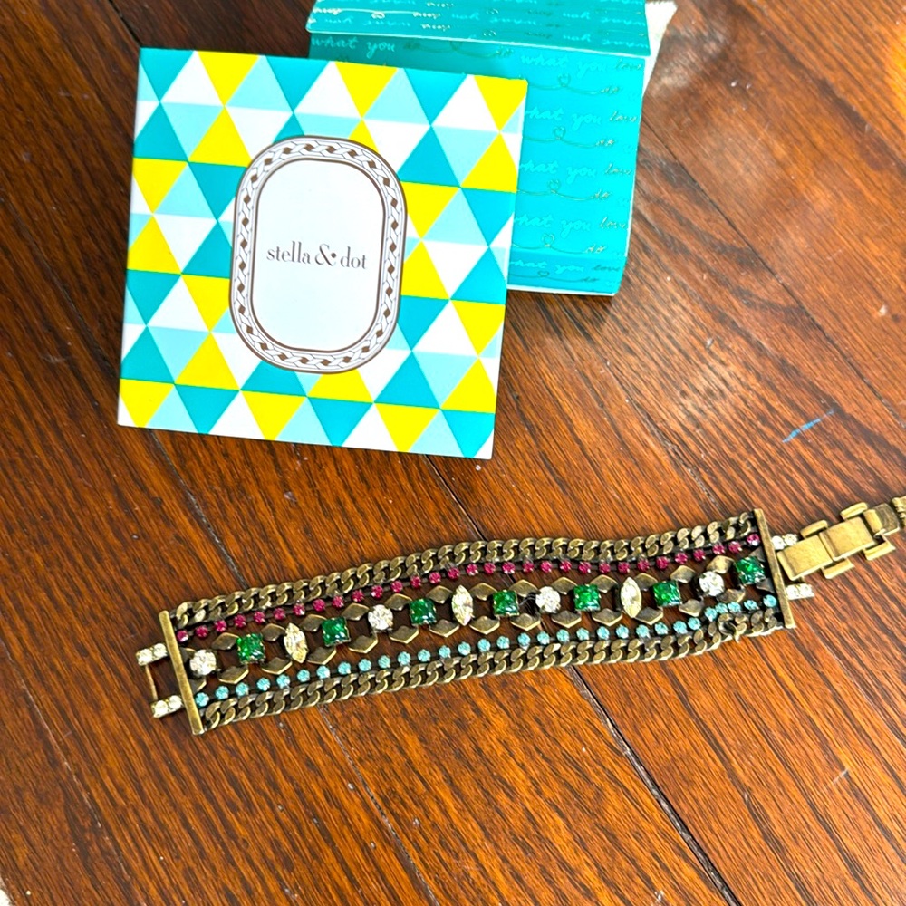 NIB Stella and Dot, Emma triple chain rhinestone  bracelet
